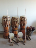 Capoeira instruments - Atabaque(s), Berimbau(s) - gunga, medio, viola, Pandeiro(s), Agogô